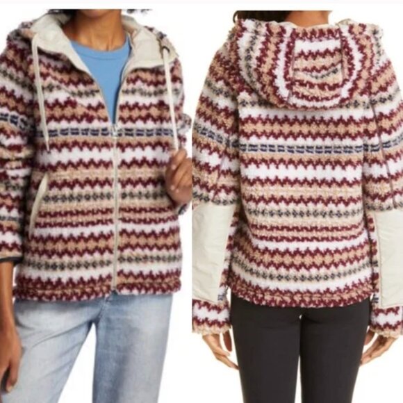 🔥 Rag & Bone Fair Isle High Pile Sherpa Hoodie Jacket Coat Multi Size XS - Picture 2 of 7